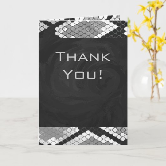 Snakeskin, grau, weiß und schwarz Mit Monogramm Karte (Gelbe Blume)