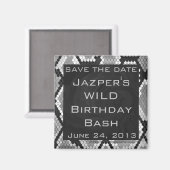 Snakeskin, grau, weiß und schwarz Mit Monogramm Magnet (Vorderseite/Rückseite)