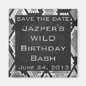 Snakeskin, grau, weiß und schwarz Mit Monogramm Magnet (Vorne)