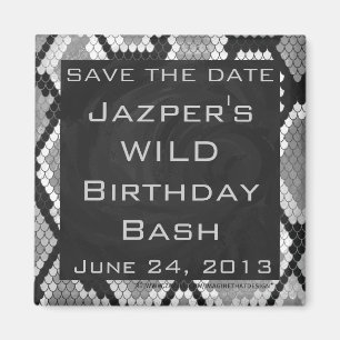 Snakeskin, grau, weiß und schwarz Mit Monogramm Magnet