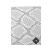 Snakeskin, grau, weiß und schwarz Mit Monogramm Notizblock (Rotiert)