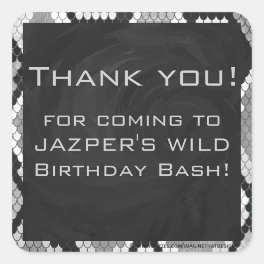 Snakeskin, grau, weiß und schwarz Mit Monogramm Quadratischer Aufkleber (Vorderseite)