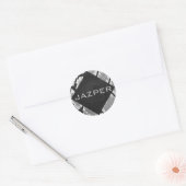 Snakeskin, grau, weiß und schwarz Mit Monogramm Runder Aufkleber (Umschlag)