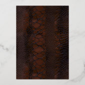 Snakeskin Leather Viktorianisch Brown Save the Dat Folieneinladung (Rückseite)