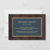 Snakeskin Leather Viktorianisch Brown Wedding RSVP Karte (Vorderseite)