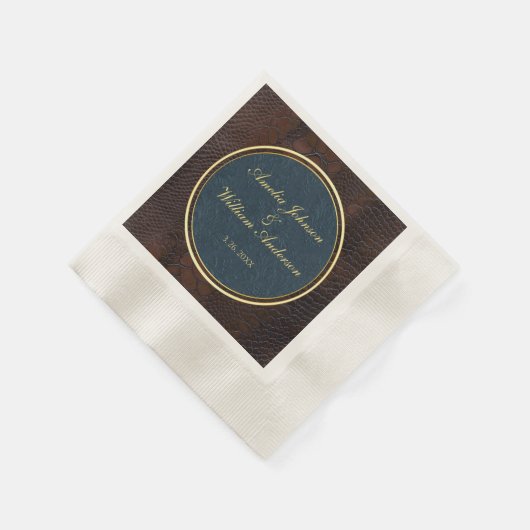 Snakeskin Leather Viktorianisch Brown Wedding Serviette (Ecke)