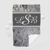 Snakeskin Muster Mosaik Kleine graue Tile Monogram Golfhandtuch (Insitu)