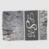Snakeskin Muster Mosaik Kleine graue Tile Monogram Golfhandtuch (Horizontal)