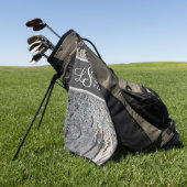 Snakeskin Muster Mosaik Kleine graue Tile Monogram Golfhandtuch (Gras)