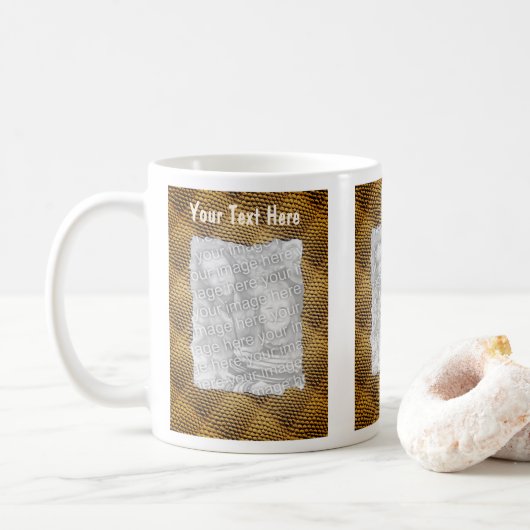 Snakeskin Muster Rahmen Personalisiertes Foto Kaffeetasse (Mit Donut)