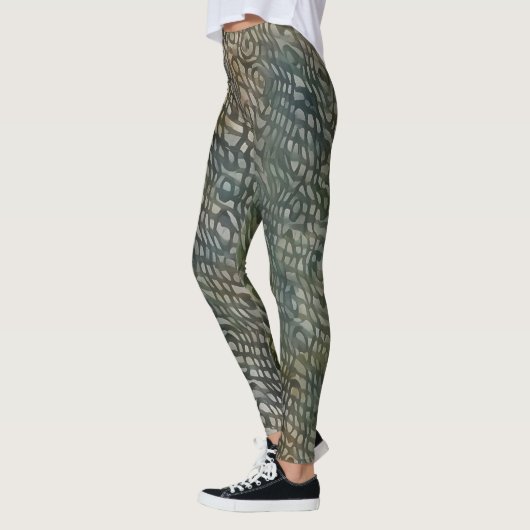 Snakeskin Pattern Wasserfarbener Geist Leggings (Links)