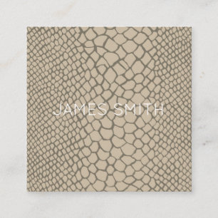 Snakeskin Taupe Animal Print Designer Office Quadratische Visitenkarte