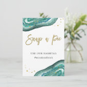 Snap a Pic | Aquamarines Geode- und Goldhochzeitsz Einladung (Stehend Vorderseite)