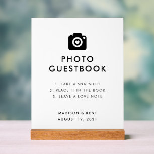 Snap a Selfie White Wedding Foto Guestbook Acrylschild