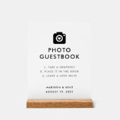 Snap a Selfie White Wedding Foto Guestbook Acrylschild (Vorderseite)