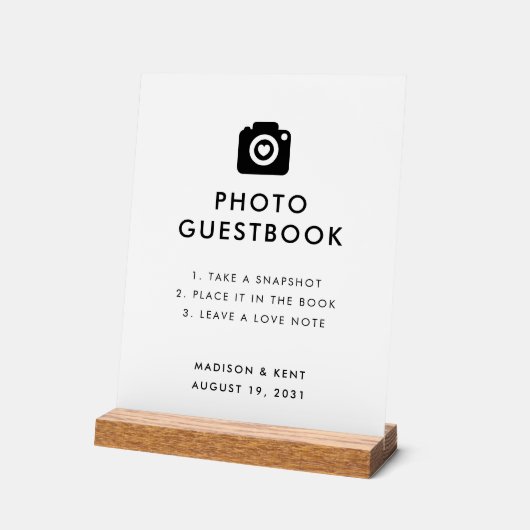 Snap a Selfie White Wedding Foto Guestbook Acrylschild (Winkel)