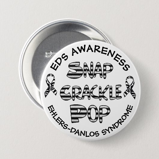 Snap, Crackle, Pop EDS Ehlers-Danlos Syndrom Button (Vorne & Hinten)