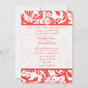 Snap Dragon Coral Damask Einladung zur Hochzeit