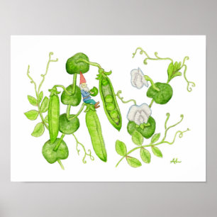 Snap Pea Gnome Art Print Poster