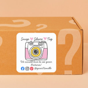 Snap & Share Danke Social Media Paket Quadratischer Aufkleber