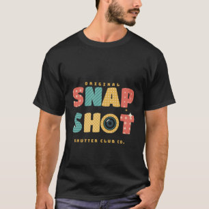 Snap Shot Retro gemusterte Kamera Buchstaben T-Shirt