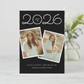 Snap Shots Minimal Graduation Announcement Card Einladung (Stehend Vorderseite)