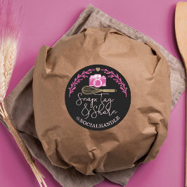 Snap, Tag, soziale Medienkamera und Bäckerei gemei Runder Aufkleber