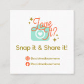 Snap und Share, Liebe? Sozialen Medien Quadratische Visitenkarte (Vorderseite)