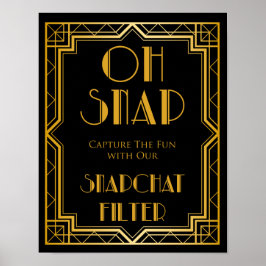 Snapchat Wedding Sign | Gatsby Art Deco Poster
