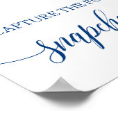Snapchat Wedding Sign Navy Blue Calligraphy Poster (Ecke)