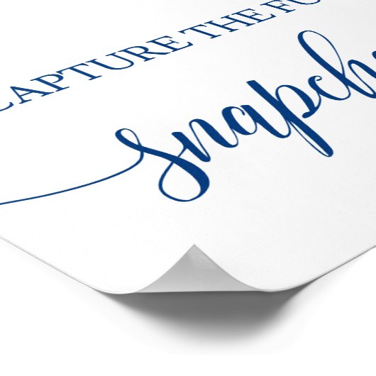 Snapchat Wedding Sign Navy Blue Calligraphy Poster (Ecke)