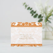 Snapdragon Coral & Ivory Damask Wedding UAWG RSVP Karte (Stehend Vorderseite)
