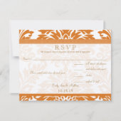 Snapdragon Coral & Ivory Damask Wedding UAWG RSVP Karte (Vorderseite)