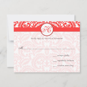 Snapdragon Coral Wedding RSVP Karte