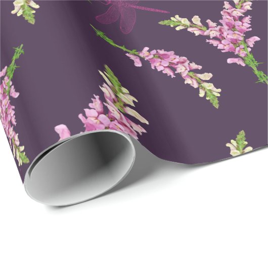 Snapdragon Pflaume Geschenkpapier (Rolleneckpunkt)
