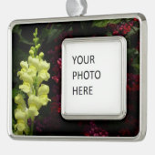 Snapdragon und Pagoda-Blume - farbenfrohe Blüte Rahmen-Ornament Silber (Links)