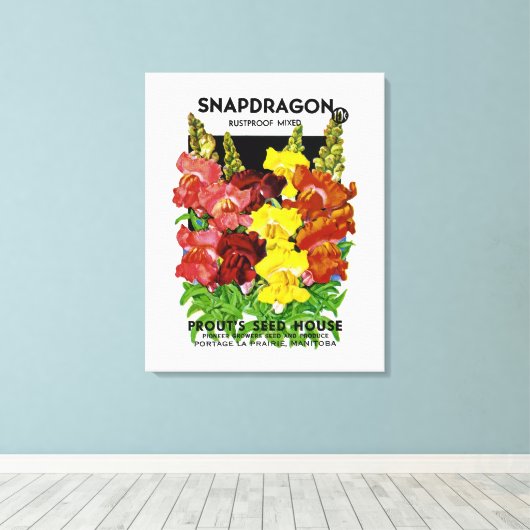 Snapdragon Vintag Seed Packet Leinwanddruck (Insitu (Holzboden))