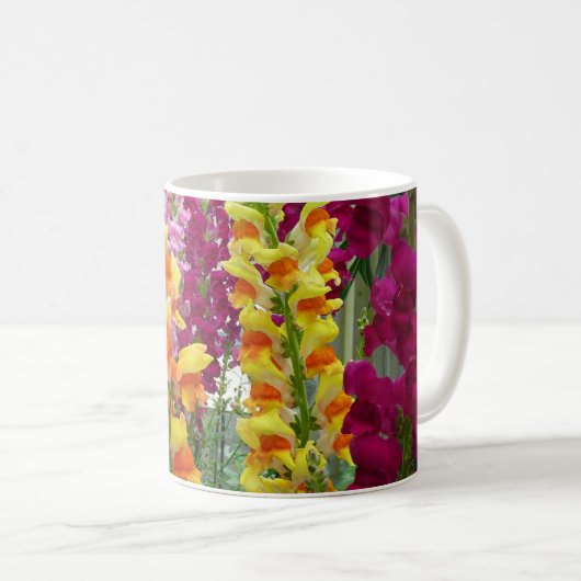 Snapdragons farbenfrohe Blüte Kaffeetasse (VorderseiteRechts)