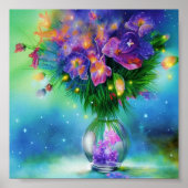 Snapdragons vase ink and water art poster (Vorne)