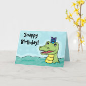 Snappy Birthday Crocodile card Karte (Gelbe Blume)