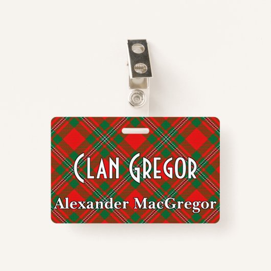 Snappy Clan Gregor MacGregor Tartan Ausweis (Vorderseite mit Klammer)