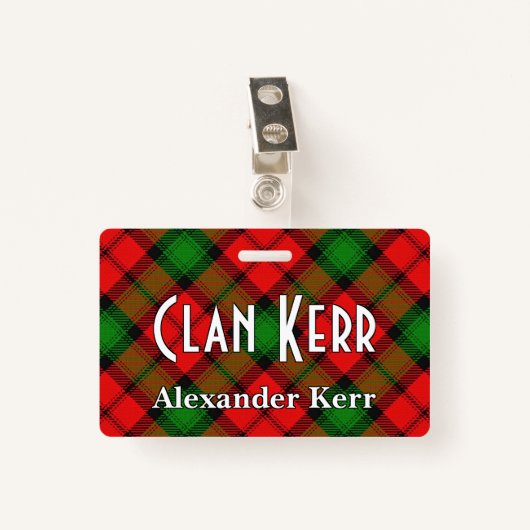 Snappy Clan Kerr Tartan Ausweis (Vorderseite mit Klammer)