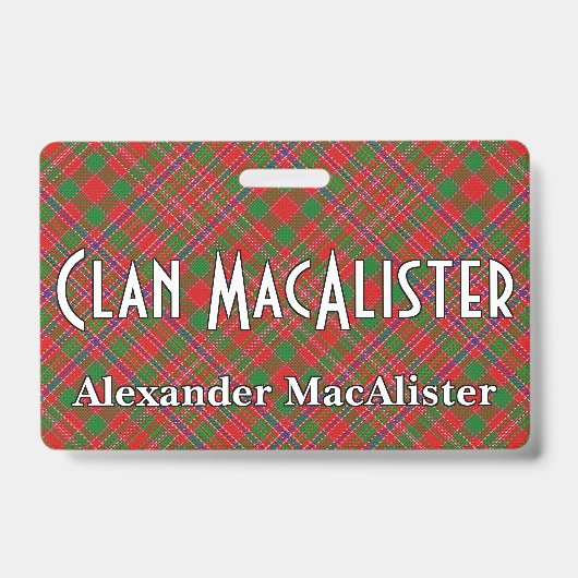 Snappy Clan MacAlister Tartan Ausweis (Vorderseite)