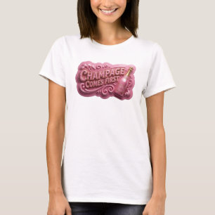 Snappy Gold CHAMPAGE KOMMT ZUERST 3D Text Art T-Shirt