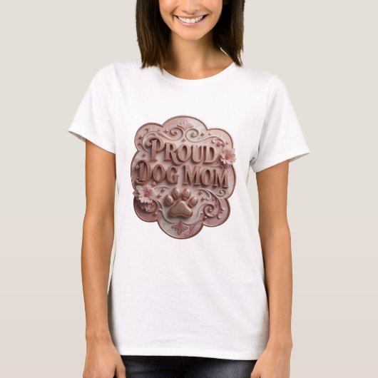Snappy Gold STOLZE HUND-MUTTER 3D-Textkunst T-Shirt (Vorderseite)