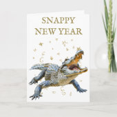 Snappy New Year Funny Crocodile  Karte (Vorderseite)