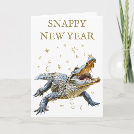 Snappy New Year Funny Crocodile Karte (Vorderseite)