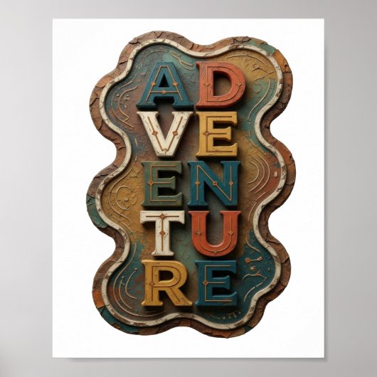 Snappy Orange ABENTEUER Statement Design Poster (Vorne)