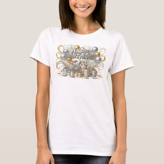 Snappy Orange HAPPY BIRTHDAY 3RD T-Shirt (Vorderseite)