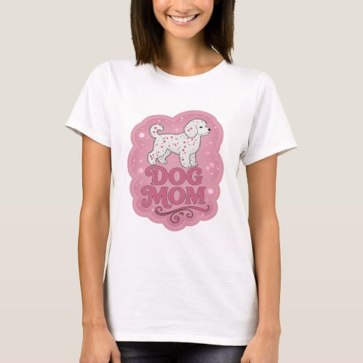 Snappy Pink DOG MOM Statement Design T-Shirt (Vorderseite)
